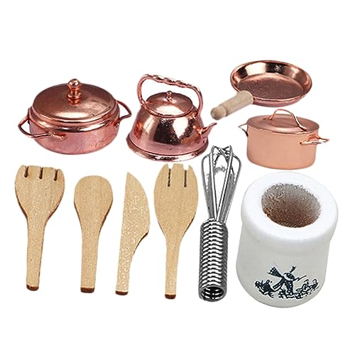 WOONEKY 1 Satz Miniatur Küchenzubehör für Puppenhäuser Teiliges Kochtopf für Pädagogisches Mini Kochgeschirr zur Dekoration von Miniatur Szenen und Spielküchen von WOONEKY