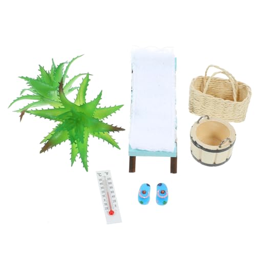 WOONEKY 1 Satz Miniatur Strandliegestuhl Set Puppenhaus Deko im Beach Style Sommer Dekoration für Miniatur Landschaften und Gartenaccessoires von WOONEKY