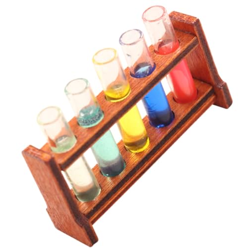 WOONEKY 1 Satz Miniatur Testrohre mit Holzregal Bunte Reagenzgläser für Puppenhaus Dekoration und Rollenspielzubehör für Miniatur Labor Szenen WOONEKY 1 Satz Miniatur Testrohre mit Holzregal Bunte Reagenzgläser für Puppenhaus Dekoration und Rollenspielzubehör für Miniatur Labor Szenen von WOONEKY