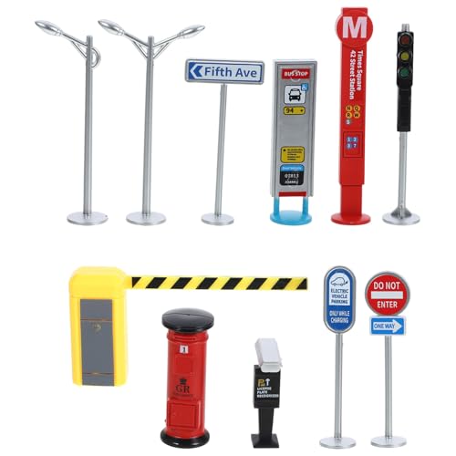 WOONEKY 1 Satz Miniatur Verkehrszeichen mit Straßenmatte Ampeln und Verkehrszeichen Pädagogisches für Verkehrserziehung und Interaktivem von WOONEKY