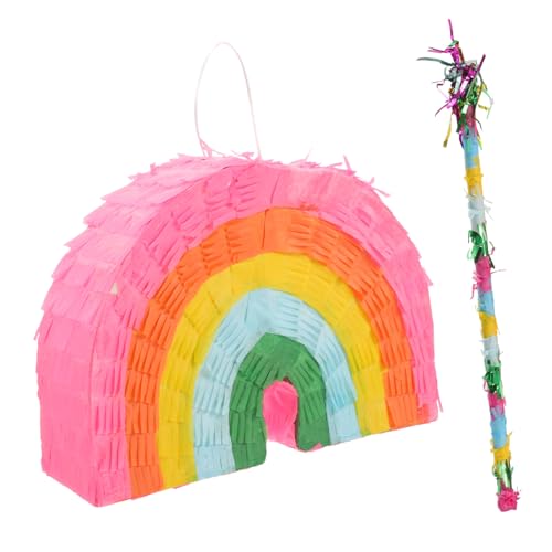 WOONEKY Ornament 1 Satz Piñata Regenbogen-dekorationen Party-pinata-sticks Partydekorationen Brautdekorationen Weihnachtsschmuck Spielzeuge Papier Lieferungen Dreidimensional Kind von WOONEKY