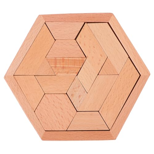 WOONEKY 1 Satz Puzzle-Bausteine Kinder rätsel Tangram Puzzle für Erwachsene Gehirn Spielzeug Rätsel für Erwachsene Sechseck-Puzzle Rätsel zum frühen Lernen Erwachsener hochwertiges Holz von WOONEKY
