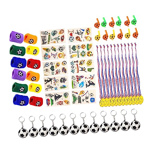 WOONEKY 1 Satz Requisiten für Fußballpartys Blumenkuchendekorationen Anzüge für Jungen football sticker fussball sticker Spielzeuge Schlüsselanhänger für Jungen Requisiten für Fußpartys von WOONEKY