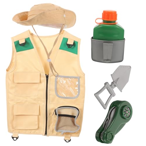 WOONEKY 1 Satz Teiliges Explorer Vest Hut Set für Outdoor Aktivitäten Geeignet für Angeln Cosplay Camping und Atemberaubendes Design für Kleine WOONEKY 1 Satz Teiliges Explorer Vest Hut Set für Outdoor Aktivitäten Geeignet für Angeln Cosplay Camping und Atemberaubendes Design für Kleine von WOONEKY