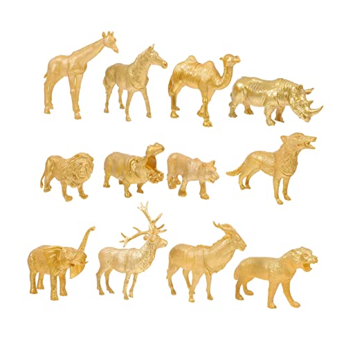 WOONEKY 1 Satz Teiliges Imitierte Waldtiere Figuren für Goldene Tiermodelle Lernspielzeug zur Identifikation von Tieren Dekoration für Partys und Schreibtische von WOONEKY