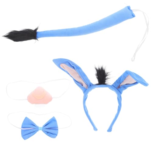 WOONEKY 1 Satz Tierbekleidungszubehör Halloween-Esel-Kostüm Tierohren Stirnband Erwachsener Esel-Haarbänder Eselsohren und Tierkostümzubehör für Damen Eselsschwanz Stoff Himmelblau WOONEKY 1 Satz Tierbekleidungszubehör Halloween-Esel-Kostüm Tierohren Stirnband Erwachsener Esel-Haarbänder Eselsohren und Tierkostümzubehör für Damen Eselsschwanz Stoff Himmelblau von WOONEKY