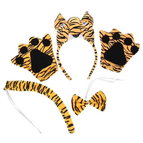 WOONEKY 1 Satz Tiger Kostüm Set mit Kopfband und für Niedliches Tier Cosplay Zubehör für Halloween Karneval und Bühnenaufführungen für Tier Themenpartys WOONEKY 1 Satz Tiger Kostüm Set mit Kopfband und für Niedliches Tier Cosplay Zubehör für Halloween Karneval und Bühnenaufführungen für Tier Themenpartys von WOONEKY
