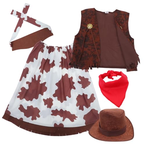 WOONEKY 1 Satz Western Cowgirl Kostümset für Damen Teiliges Outfit mit Weste Bandana und Hut für Halloween Karneval und Cowboy Mottopartys für Cosplay und Gruppenveranstaltungen WOONEKY 1 Satz Western Cowgirl Kostümset für Damen Teiliges Outfit mit Weste Bandana und Hut für Halloween Karneval und Cowboy Mottopartys für Cosplay und Gruppenveranstaltungen von WOONEKY