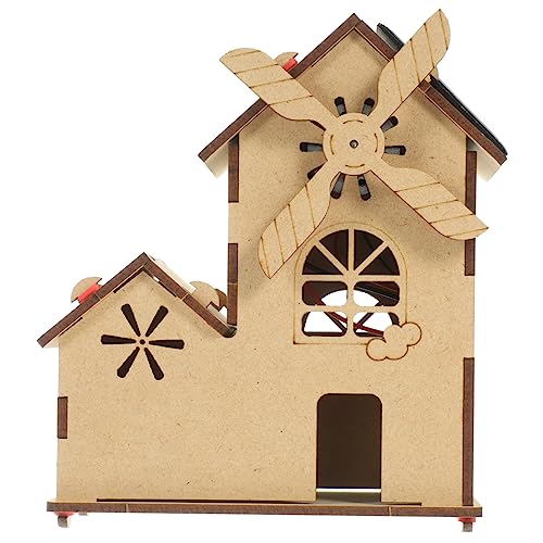 WOONEKY 1 Satz Windmill House Modell für Kreatives Science Projekt aus Holz für Schule und Kindergarten Fördert Stem Lernen und Handwerk von WOONEKY