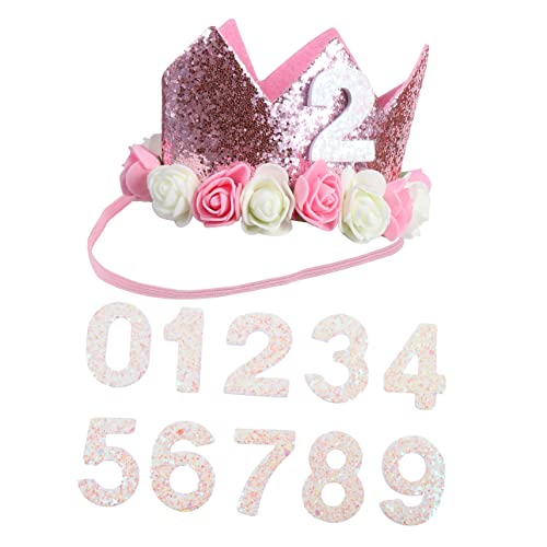 WOONEKY 1 Set DIY Geburtstagskrone Für Pinke Krone Mit Weißen Zahlen 0 9 Lustige Fotorequisiten Für ädchen Zur Feier Des Kindergeburtstags von WOONEKY
