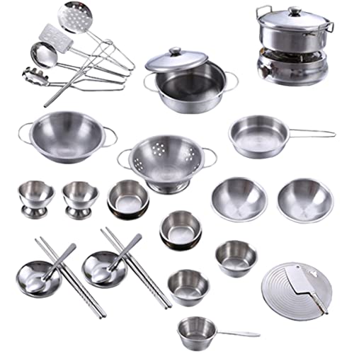 WOONEKY 1 Set Kochspielzeug Spielküche Spielzeug Spielzeugküche Edelstahl Küchenzubehör Für Kinder Küchenspielset Zubehör Kinderküche Spielsets Küche Kleinkinderspielset Puppenküche von WOONEKY