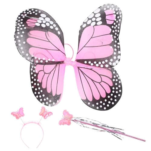 WOONEKY 1 Set Schmetterlingsflügel Set Flügel Für Kostüm Mädchen Feenflügel Feenstab Und Flügel Requisite Kostümflügel Feen Partyzubehör Feenflügel Für Kleine Mädchen Feenflügel von WOONEKY