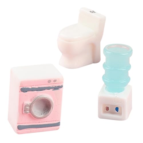 WOONEKY 1 Set Simulierte Haushaltsgeräte Miniatur Puppenmöbel – Waschmaschine Toilette Und Brunnenwaschmaschine Miniatur Wasserbrunnen Weißer Dreidimensionaler Schlüsselanhänger Aus von WOONEKY