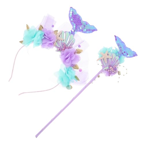 WOONEKY 1 Set ädchen Meerjungfrau Kostü Zubehör Glitzernde Zauberstab Und Haarreif Für Cosplay Karneval Und Festlichkeiten ärchenhafte Dekoration Für Und Erwachsene von WOONEKY