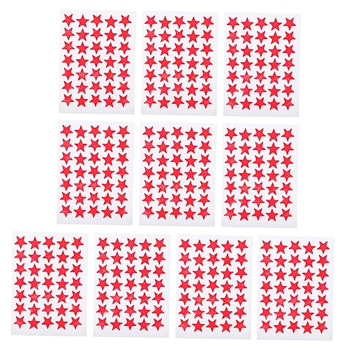 WOONEKY 10 Blatt Belohnungsaufkleber für Rote Fünfzackige Sterne Selbstklebend für Kindergarten Motivationssticker Pack WOONEKY 10 Blatt Belohnungsaufkleber für Rote Fünfzackige Sterne Selbstklebend für Kindergarten Motivationssticker Pack von WOONEKY