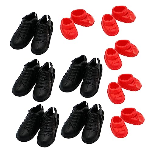 WOONEKY 10 Paare Mini Schuhe Set für Puppenhäuser Teiliges Dekorationsset Schwarz und Rot für Mini Szenen und Puppenhaus Dekorationen WOONEKY 10 Paare Mini Schuhe Set für Puppenhäuser Teiliges Dekorationsset Schwarz und Rot für Mini Szenen und Puppenhaus Dekorationen von WOONEKY