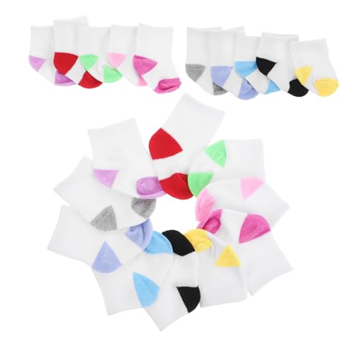 WOONEKY 10 Paare Puppensocken für Amerikanische Babypuppe Weiche Mini Socken Vielseitige Kostüm Accessoires für Puppen Actionfiguren und Rollenspiele Kindgerechtes Spielzeugzubehör von WOONEKY