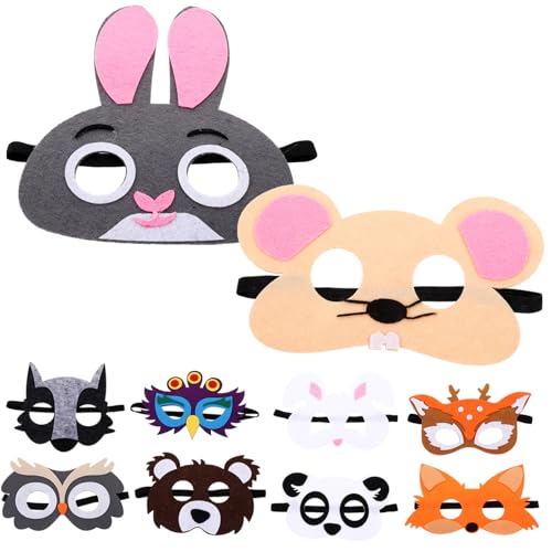 WOONEKY 10 Stück Dschungel-jagdmaske Maskerade Halloween-maske Augenmaske Led-masken Halloween Dinosaurierkostüm Maske Dschungeltier-cosplay Fuchs Ausfallen Wolf Partygeschenk Masken Vlies WOONEKY 10 Stück Dschungel-jagdmaske Maskerade Halloween-maske Augenmaske Led-masken Halloween Dinosaurierkostüm Maske Dschungeltier-cosplay Fuchs Ausfallen Wolf Partygeschenk Masken Vlies von WOONEKY
