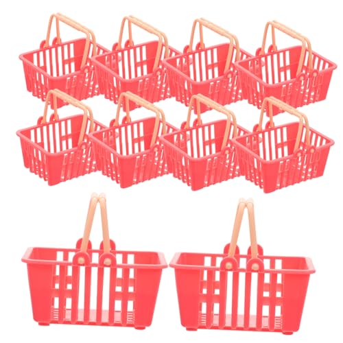 WOONEKY 10 Stück Einkaufskörbe Miniature Storage Baskets für Puppenhaus Robuste Sichere Kunststoffkörbe mit Griff DIY Dekorationen und Szenen von WOONEKY