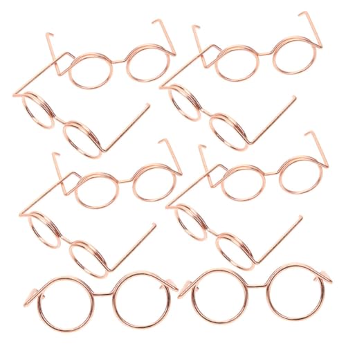 WOONEKY 10 Stück Mini-Brille Für Halloween Outfit Gläser Puppe Miniatur-Brillen-Requisiten Basteln Sie Eine Zum Dekorieren Dekorative Glasdekore Rose Gold Metall von WOONEKY
