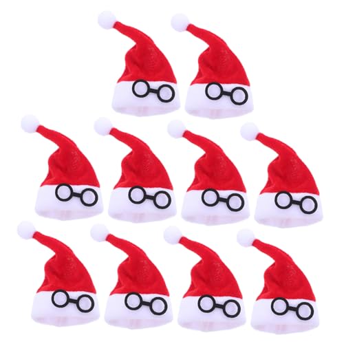 WOONEKY 10 Stück Mini Weihnachtsmützen Rot für Diy Dekorationen Mini Nikolaus Hüte für Besteckhalter Flaschenverzierung und Lollipop Kompakt Leicht für Tisch und Partydeko von WOONEKY