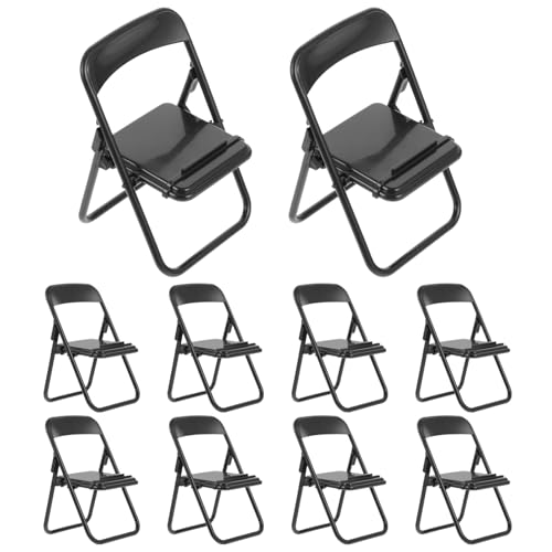 WOONEKY 10 Stück Miniatur Stuhl Handyhalterung Teiliges Faltbare Mini Stühle für Dekoration und DIY Projekte für Puppenstuben und Kleine Räume von WOONEKY