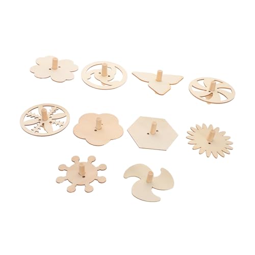 WOONEKY 10 Stück Teiliges DIY Holz für Unbemalte Bastelspielzeuge zur Kreativen Gestaltung Robuste Holz Gyroskope für Kindergarten und Partys Fördert Kreativität und Feinmotorik von WOONEKY