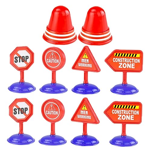 WOONEKY 10 Stück Teiliges DIY Verkehrszeichen Spielset für Leuchtende Warnschilder und Straßensperren Glatte Oberfläche Vielseitig für Kindergarten Spiel und Verkehrssimulation Geeignet von WOONEKY