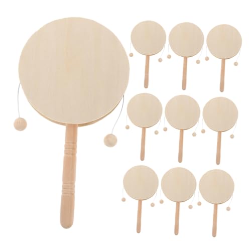 WOONEKY 10 Stück Teiliges Holz Rassel Unbemalte Holzklangstäbe zum Bemalen Hand Percussion Trommel Ergonomisch Leicht für Kleinkinder Kreatives DIY für Frühkindliche von WOONEKY