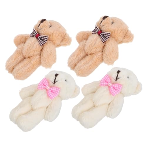WOONEKY 10 Stück Teiliges Mini Plüschbären Flauschig und Tragbar mit Karierten Schleifen Dekorative Schlüsselanhänger und Taschenanhänger Niedliche Kleine Bären für DIY Bastelprojekte und von WOONEKY