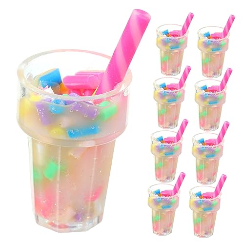 WOONEKY 10 Stück Teiliges Miniatur Milk Tea Puppenhaus Zubehör Realistische Mini Milchtee Modelle Lebensecht Farbenfroh Leicht Tragbar Puppenhaus Dekoration von WOONEKY