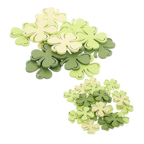 WOONEKY 100 Stück Holz Shamrock Konfetti Große Kleine zur Patrick's Day Dekoration Vielseitig Einsetzbar für Home Decor DIY Projekte und Feiern für Sammler der Irischen Kultur von WOONEKY