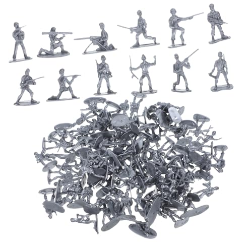 WOONEKY 100 Stück Militärmodellspielzeug kleine Soldatenmodelle Mini -Figuren Spielzeugsoldaten-Actionfiguren Miniatursoldatenmodelle Spielzeugfiguren Minisoldaten Plastik Silber von WOONEKY