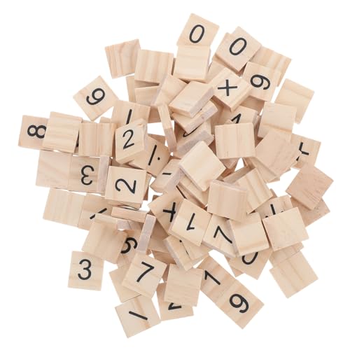 WOONEKY 100 Stück Teiliges Holznummern und Montessori Mathe Lernspielzeug Robuste Holzplättchen für Zählen Rechnen Kreative DIY Projekte für Kindergarten und Schulunterricht von WOONEKY