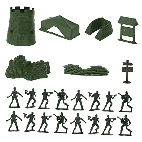 WOONEKY 100 Stück Teiliges Kunststoff Soldaten Figuren Set Modellspielzeug Spiel für Armee Soldat Spielfiguren Militärgrün Kunststoff Soldaten von WOONEKY