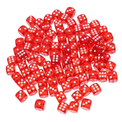 WOONEKY 100St Kristallwürfel acryl firnis Light Bag Package tasc Würfeln Tischwürfel KTV Pub Acryl-Spielrequisite Spielstütze sechs Seiten Spielzeug Zubehör Spiel Requisiten einstellen rot von WOONEKY