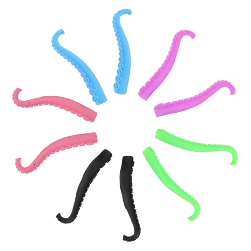 WOONEKY 10Stücke Octopus Tentakel Fingerpuppen Kreatives Kunststoff Fingerspitzen für Party Gefälligkeiten Zufälligen Farben Langlebig und Sicher Lustige von WOONEKY