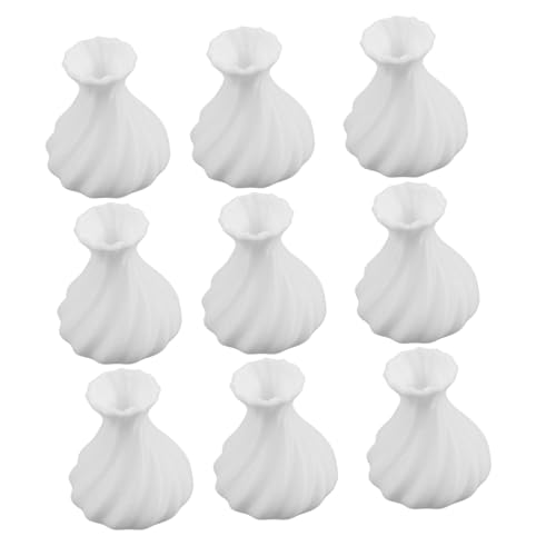 WOONEKY 10st Puppenhausvase Kleine Vase Puppenhausdekorationen Mikro-landschaftsflaschen Moderne Puppenhausmöbel Mini-blumenvase Mini-blumenflaschenmodell Mini-vase Puppenvase Weiß Plastik von WOONEKY