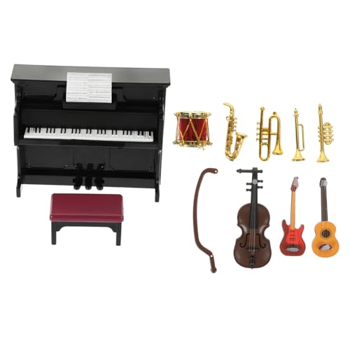 WOONEKY 11 Stück Teiliges Mini Musikinstrumente für Detailreiche Puppenhaus Dekoration Leichte Kunststoffminiaturen Handliche Feinmotorik Geeignet für Puppenhaus und Schreibtisch von WOONEKY