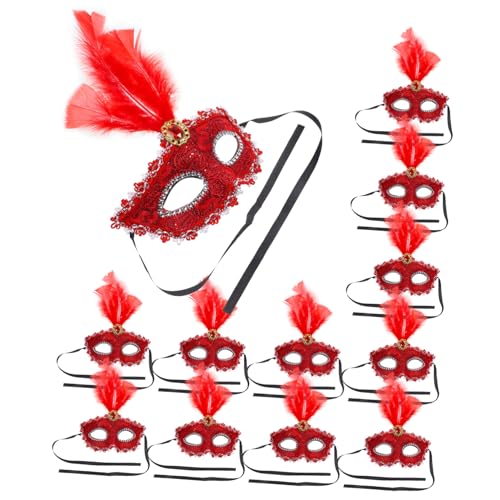 WOONEKY 12 Stück Cosplay Requisiten Cosplay Masken Karnevalsbedarf Maskenmasken Kostümmasken Frauenmasken Halbmasken Partymasken Maskenfedern Maske Dekorative Federn Maske von WOONEKY