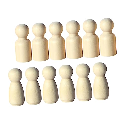 WOONEKY 12 Stück Teiliges DIY Holzpuppen Kleine Bemalbare Holzfiguren Miniatur Holzpuppen für Puppenhaus Dekoration Leichte Langlebige DIY Accessoires für Kreative Bastelprojekte von WOONEKY