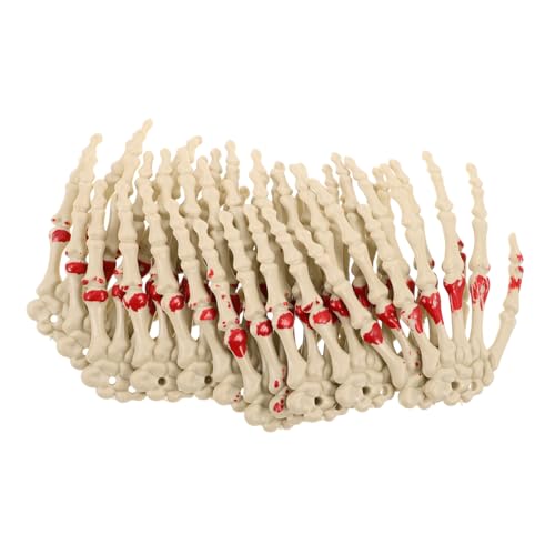 WOONEKY 12stücke Skeletthand Dekoration Für Halloween Gruselige Kunststoff-handknochen Outdoor-friedhofsdekoration Falsche Kleine Hände Totenkopf-Hand-Dekoration Für Spukhaus Und Party von WOONEKY
