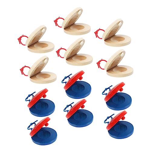 WOONEKY 12 Stück Teiliges Holz Castanet für Musikinstrumente zur Musikalischen Früherziehung Sicheres und Langlebiges Material Fördert Rhythmus und Musikverständnis für Kindergarten und von WOONEKY