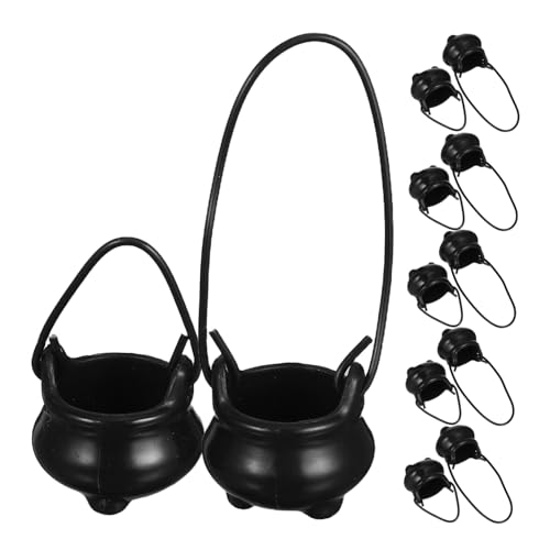 WOONEKY 12 Stück Teiliges Mini Kunststoff mit Henkel Robuste Kleine für Halloween Deko Puppenhaus Zubehör Feengarten Accessoires Süßigkeitenhalter und Utensilien von WOONEKY