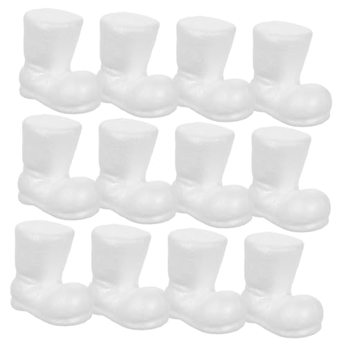 WOONEKY 12 Stück Teiliges Mini Schaumstoff Weihnachtsstiefel Polystyrol Ornamente zum Bemalen DIY Weihnachtsbaumdeko für Kreative Bastelprojekte und Festliche Wohnraumgestaltung von WOONEKY