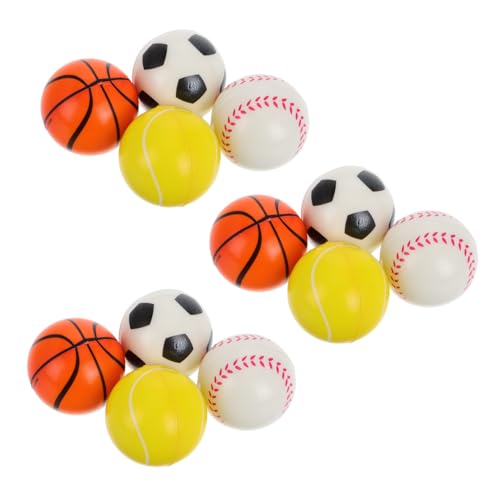 WOONEKY 12 Stück Teiliges Mini Schaumstoffball Weiche Sportbälle in Basketball Fußball Baseball Handliche Stressbälle für Erwachsene Kompakt Entspannend für Party Goodie Bags und von WOONEKY