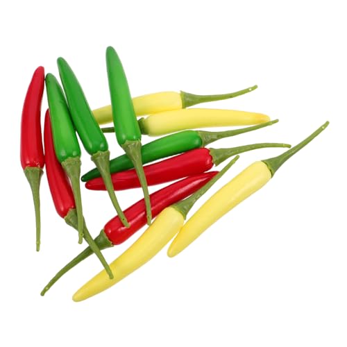 WOONEKY 12 Stück Teiliges Realistische Künstliche Chili Paprika Deko Rot Grün Gelb Vielseitige Gemüse Modelle für Wohnkultur Fotorequisiten Lehrmittel und Küchen Dekoration von WOONEKY