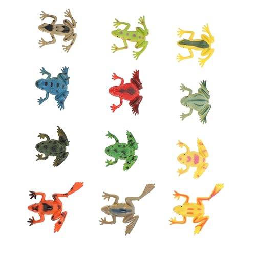 WOONEKY 12Stücke Lebensechte Frosch Modellspielzeuge Tropische Krötenfiguren für Dekorationsspielzeug für Vorschulkinder und DIY Projekte von WOONEKY