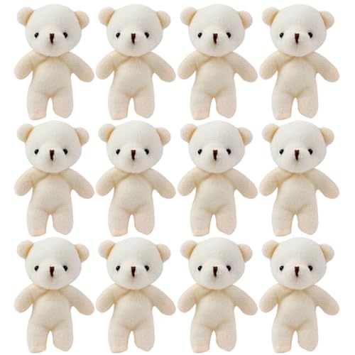 WOONEKY 12Stücke Mini Bär Puppe Hängen Ornament Süße Cartoon Tier Anhänger für Heimdekoration Handgefertigte Plüschbären aus Sicherem Material Vielseitige Verwendung als Gepäck von WOONEKY