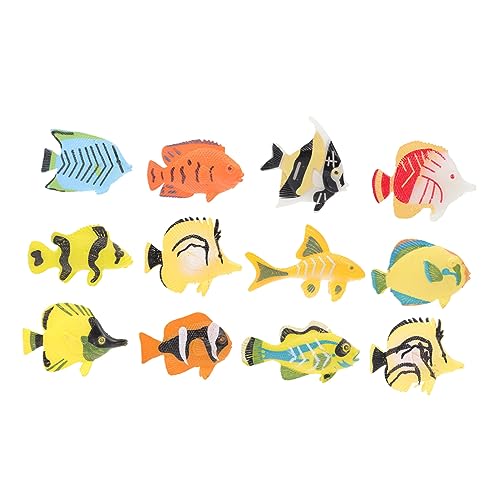 WOONEKY 12 Stücke Meerestiermodell Spielzeug für Kinder PVC Fischsimulation für Dekoration und Vorschulerziehung Realistische Tropische Fische Miniaturfiguren von WOONEKY